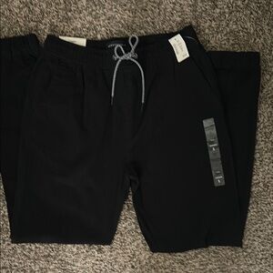 Black Drawstring Sweatpants with Textured Fabric